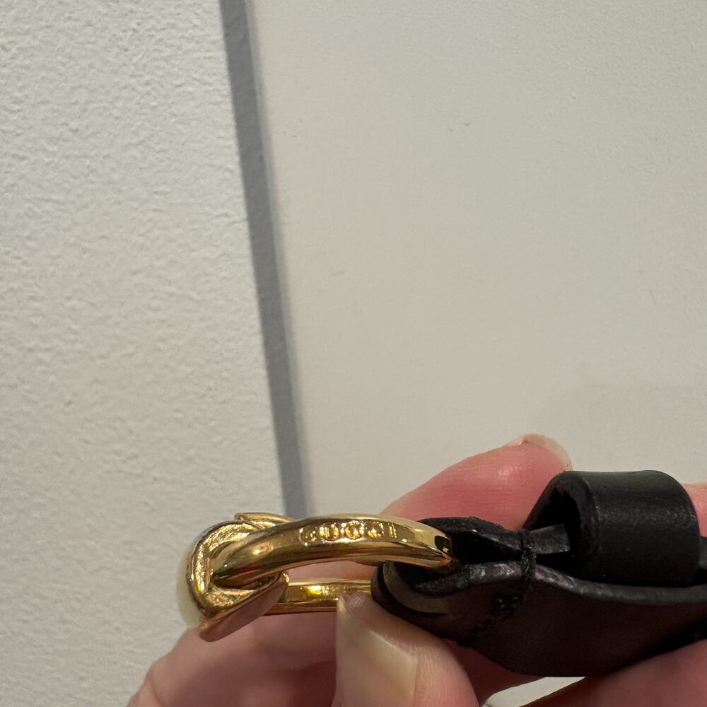 Gucci Black Leather Belt Women Size 80 US 32 Gold Horsebit Buckle Italy Classic - Picture 8 of 15
